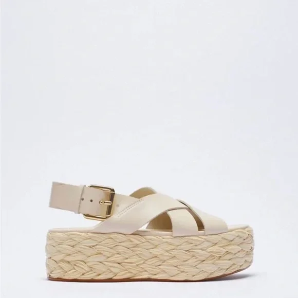 Zara woven leather chunky leather platform sandals - Picture 4 of 6